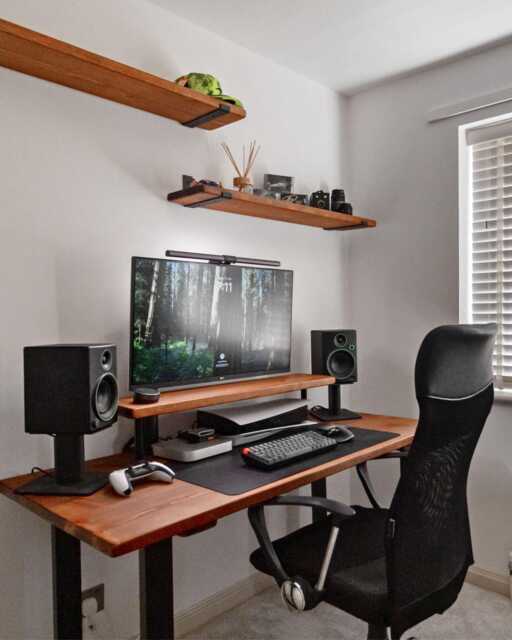 Wooden Desk. Heavy Duty Solid Wood Top & Steel Legs. Handmade To Order. Optional Monitor Shelf & Keyboard Tray. Fully Customisable - image 1
