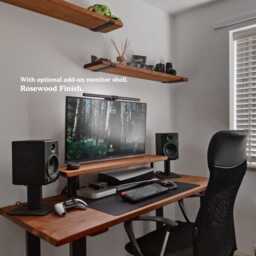 Wooden Desk. Heavy Duty Solid Wood Top & Steel Legs. Handmade To Order. Optional Monitor Shelf & Keyboard Tray. Fully Customisable - thumbnail 3