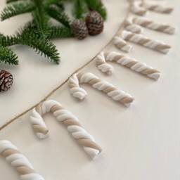 Candy Cane Garland - Christmas Canes Decorations Seasonal Decor Handmade - thumbnail 3