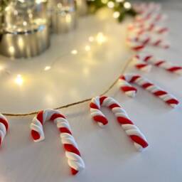 Candy Cane Garland - Christmas Canes Decorations Seasonal Decor Handmade - thumbnail 2