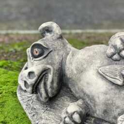 Funny Lying Dragon Statue Stone Figurine Fantasy Creature Cement Sculpture Handmade Garden Decor Outdoor Whimsical Ornament - thumbnail 2