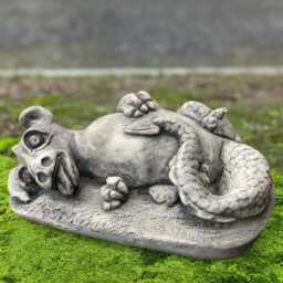Funny Lying Dragon Statue Stone Figurine Fantasy Creature Cement Sculpture Handmade Garden Decor Outdoor Whimsical Ornament - thumbnail 3