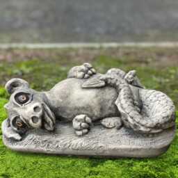 Funny Lying Dragon Statue Stone Figurine Fantasy Creature Cement Sculpture Handmade Garden Decor Outdoor Whimsical Ornament - thumbnail 1