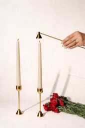 Solid Brass Candle Snuffer - Knurled Handle Wick Extinguisher Minimalist Accessory - thumbnail 1