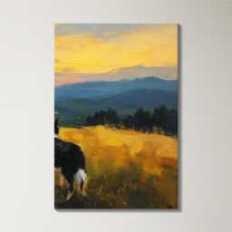 Border Collie Herding Sheep 3 Panel Split Canvas Wall Art Farm Dog At Golden Hour Country Landscape Oil Painting Framed Home Decor - thumbnail 4