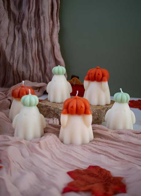 Halloween Pumpkin Candle Spooky Soy Beeswax Blend Decor - image 1