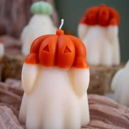 Halloween Pumpkin Candle Spooky Soy Beeswax Blend Decor - thumbnail 3