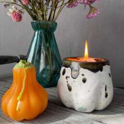 Pumpkin Candle Holder, A Stylish Ceramic Glass in The Shape Of A Pumpkin, For Soy Candles, Ceramic Mugs, Pottery Glass - thumbnail 3
