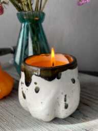 Pumpkin Candle Holder, A Stylish Ceramic Glass in The Shape Of A Pumpkin, For Soy Candles, Ceramic Mugs, Pottery Glass