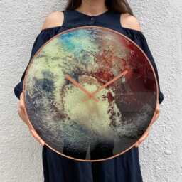 Pluto Planet Wall Clock in Big Sizes Rustic Copper Design, Earthy Colours, Scorpio Gift - thumbnail 4