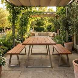 100cm Outdoor Dining Table, Solid Wood Garden Table Uk, Handmade Patio Wooden Custom Size - thumbnail 2