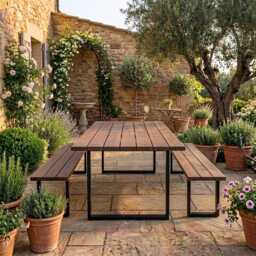 100cm Outdoor Dining Table, Solid Wood Garden Table Uk, Handmade Patio Wooden Custom Size - thumbnail 3