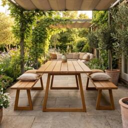 100cm Outdoor Dining Table, Solid Wood Garden Table Uk, Handmade Patio Wooden Custom Size - thumbnail 1