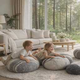 Felted Wool Stone Pillows - Decorative Rock Cushions, Modern Home Decor - thumbnail 3