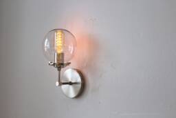 Wall Sconce Lamp, Mounted Lighting Fixture, Nickel Or Brass, Clear Bubble Glass Globe Shade, Vanity Night Light, Bedroom Reading Lamp - thumbnail 1