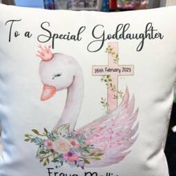 Personalised Christening Cushion Gift Girls Or Baptism Present For Goddaughter Granddaughter Pretty Keepsake - thumbnail 3