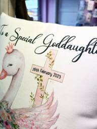 Personalised Christening Cushion Gift Girls Or Baptism Present For Goddaughter Granddaughter Pretty Keepsake - thumbnail 2