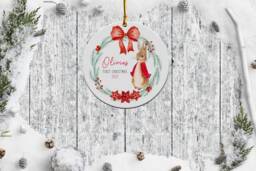 Personalised First Christmas Bauble, Baby's 1st Ornament, New Baby Gift, Custom Name, Rabbit Tree Decoration, Keepsake, Xmas 2024