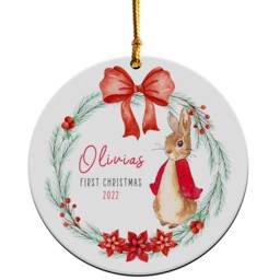 Personalised First Christmas Bauble, Baby's 1st Ornament, New Baby Gift, Custom Name, Rabbit Tree Decoration, Keepsake, Xmas 2024 - thumbnail 2
