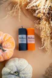 Black & Orange Candle Set, Halloween Beeswax Pillar Candles, Hallowen Home Decor, Honeycomb Spooky D??a De Los Muertos
