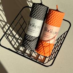 Black & Orange Candle Set, Halloween Beeswax Pillar Candles, Hallowen Home Decor, Honeycomb Spooky D??a De Los Muertos - thumbnail 3