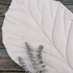 Sand Leaf Play Mat, Jungle Nursery Decoration, Linen Carpet, Kids Play Rug, Baby Shower Gift, Sandy Bedside Activity Mat - thumbnail 3