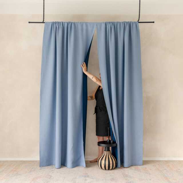 Double-Layer Linen Curtains Rod Pocket, Room Divider Curtains, Double Sided Curtain Panel, Door Drapes - image 1