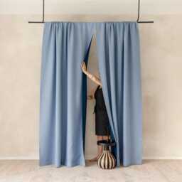 Double-Layer Linen Curtains Rod Pocket, Room Divider Curtains, Double Sided Curtain Panel, Door Drapes - thumbnail 1