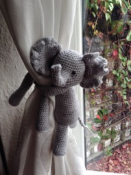 Crochet Elephant Curtain Tie Back, Nursery Decor, New Baby Gift