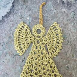 Crochet Angel Gold Ornament Crochet Miniature Christmas Decoration Holiday Accessory D??cor - thumbnail 2