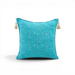 Turkish Fabric Pillow Cover 20x20, Turquoise Blue Boho Throw Pillow, Arabian Night Pattern Decorative Sofa Accent Ethnic Cushion Case - thumbnail 1