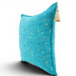 Turkish Fabric Pillow Cover 20x20, Turquoise Blue Boho Throw Pillow, Arabian Night Pattern Decorative Sofa Accent Ethnic Cushion Case - thumbnail 2