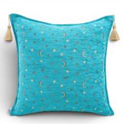Turkish Fabric Pillow Cover 20x20, Turquoise Blue Boho Throw Pillow, Arabian Night Pattern Decorative Sofa Accent Ethnic Cushion Case - thumbnail 4