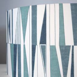 Blue & White Geometric Lampshade With Gold Silver Or Lining Option, 20cm To 40cm ?? Standard Drum Lamp Shade, Handmade By Vivid Shades - thumbnail 3