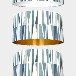 Blue & White Geometric Lampshade With Gold Silver Or Lining Option, 20cm To 40cm ?? Standard Drum Lamp Shade, Handmade By Vivid Shades - thumbnail 2