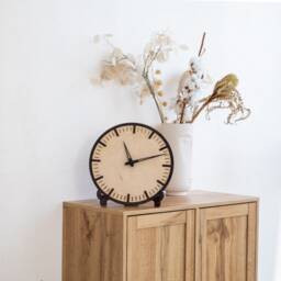 Simple Wall Clock, Minimalist Wooden Round Table Clock Wood, Desk Unique, Small Wooden - thumbnail 1