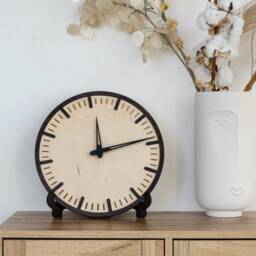 Simple Wall Clock, Minimalist Wooden Round Table Clock Wood, Desk Unique, Small Wooden - thumbnail 2