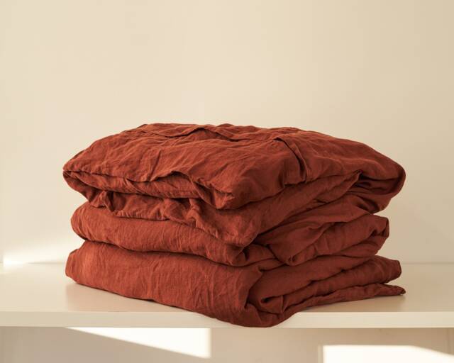 Red Brick Linen Duvet Cover European Bedding - image 1