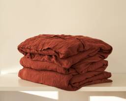 Red Brick Linen Duvet Cover European Bedding