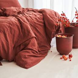 Red Brick Linen Duvet Cover European Bedding - thumbnail 3