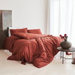 Red Brick Linen Duvet Cover European Bedding - thumbnail 2
