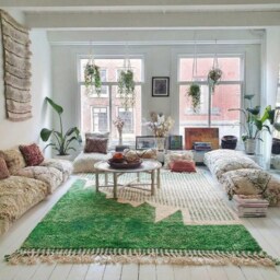 Moroccan Green Berber Rug, Handwoven Wool Shag Rug With Abstract Geometric Shapes, Authentic Beni Ourain Style Carpet, Large 9x12 Area - thumbnail 3