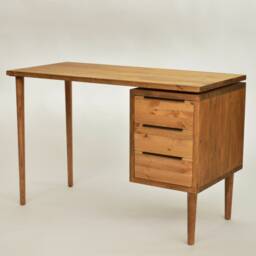 Simple Desk With Drawers, Reclaimed Wood Handmade Desk, Scandi Style Danish Wooden Tapered Legs, Colour Choices Harvey - thumbnail 3