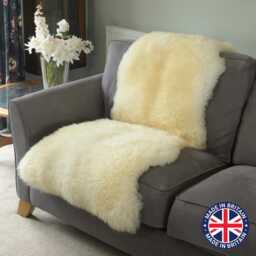 British Ivory Sheepskin Chair Liner Handcrafted Made in The UK Lambskin Nursing Armchair - thumbnail 1