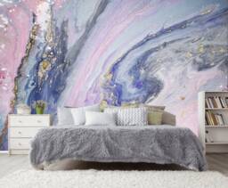 Baby Pink Silver Navy Blue Luxury Waves Marble Wallpaper Glitter Wall Decor Ceiling Wall Mural Bedroom Fluid Murals Customizable