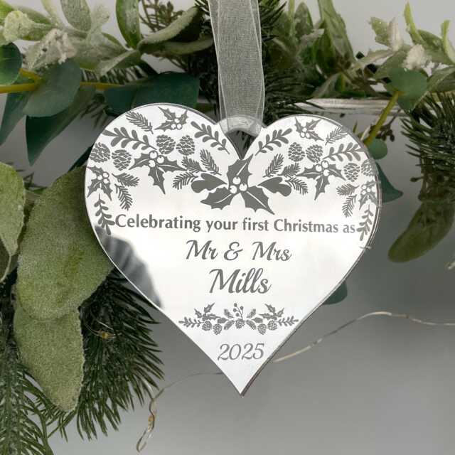 Personalised First Christmas Ornaments, Married 2026, Couples Together Decoration, Winter Wedding Gift
