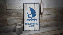 Wind Surfing Decor Sign, Wooden Beach Sport Surfers Lifestyle, Ocean Decor, Sale Wall - Old Sign - thumbnail 1