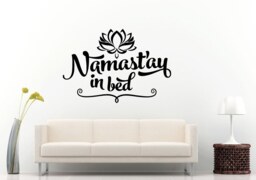 Namaste Stay in Bed Lotus Flower Ornament Quote Citation Saying Words Wall Decal Vinyl Sticker Mural Room Decor L1258 - thumbnail 1