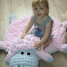 Plush Sheep Nursery Rug, Soft Chunky Knit Lamb Floor Mat, Pink & Blue Tummy Time Baby Shower Gift For Newborn - thumbnail 2