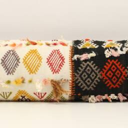 Handmade King Kilim Pillow Cover, Turkish Lumbar Cushion - 12x48 Inch - thumbnail 2